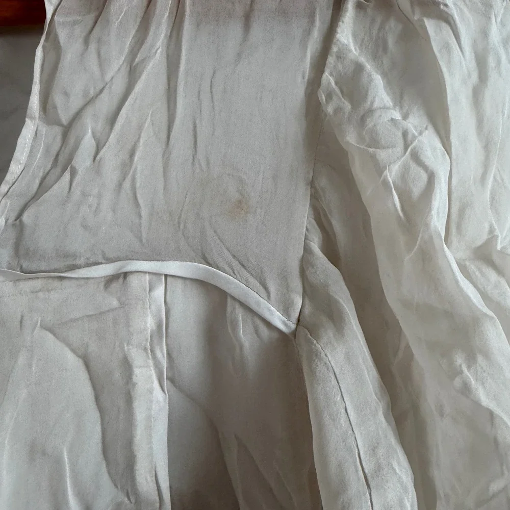Women's‎ Zara Silk Cream Flowy Fit High Neck Top